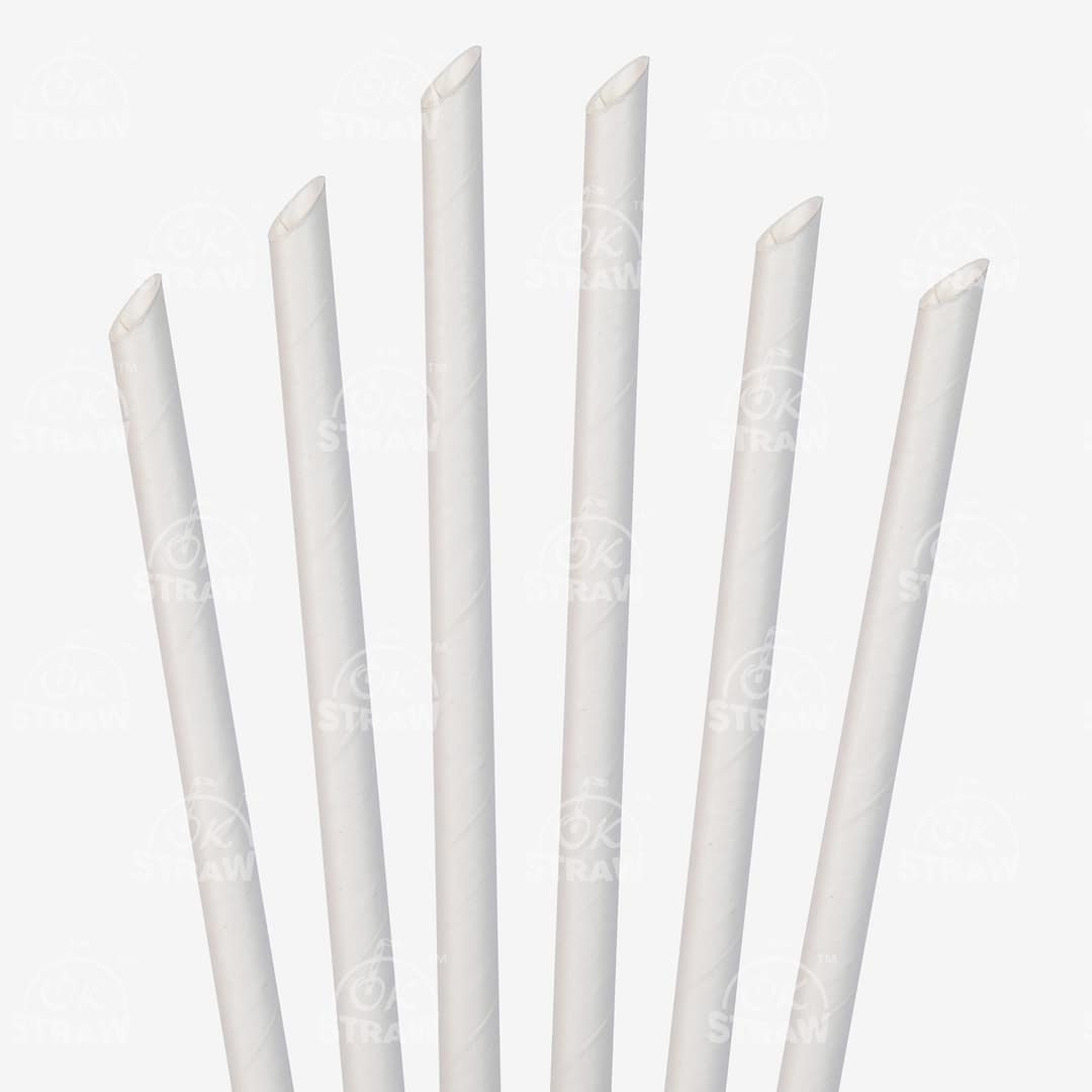 8.5" Bubble Tea Straw, White - $0.07/pcs