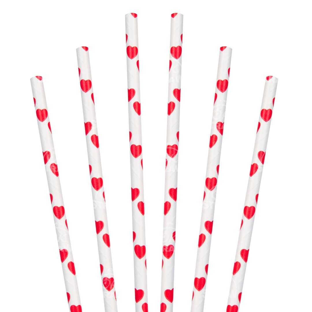 7.75" Heart Straw, Jumbo Size - $0.01/pcs
