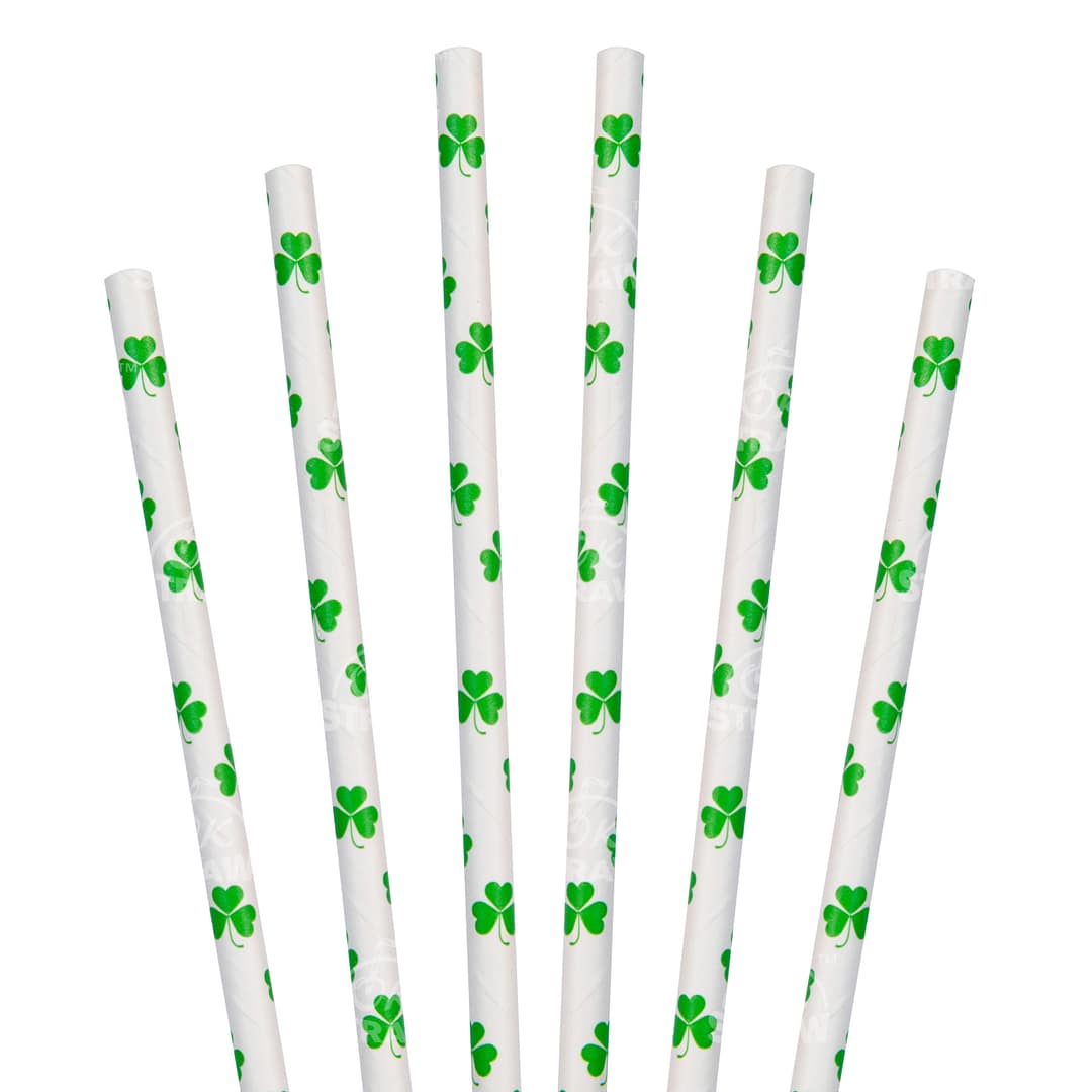 7.75" Shamrock Straw, Jumbo Size - $0.01/pcs