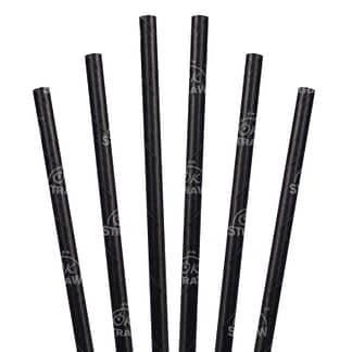 7.75" Black Straw, Jumbo Size - $0.02/pcs