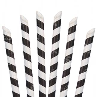 8.5" Paper Boba Straw, Black Stripe - $0.07/pcs