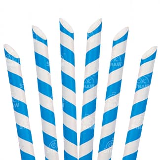 8.5" Paper Boba Straw, Blue Stripe - $0.07/pcs