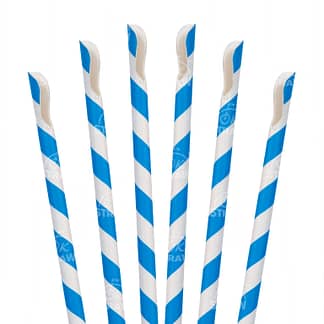 7.75" Paper Spoon Straw, Blue Stripe - $0.08/pcs