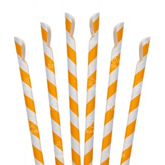 7.75" Paper Spoon Straw, Orange Stripe - $0.08/pcs