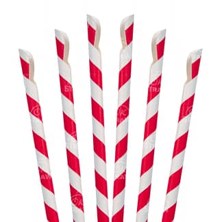 7.75" Paper Spoon Straw, Red Stripe - $0.08/pcs