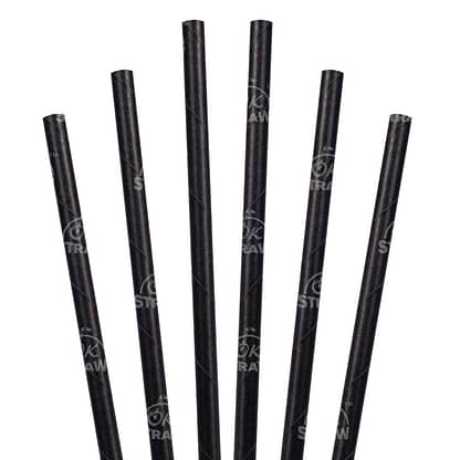7.75" Black Straw, Jumbo Size - $0.02/pcs