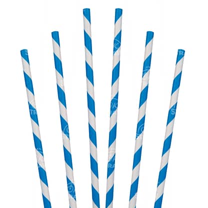 7.75" Jumbo Straw, Blue Stripe - $0.02/pcs