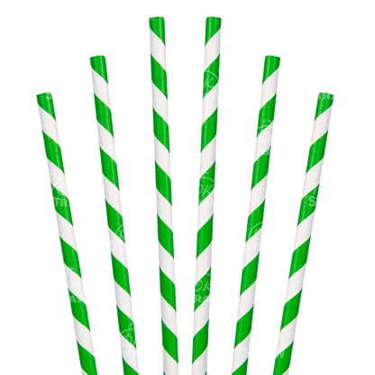7.75" Jumbo Straw, Green Stripe - $0.02/pcs