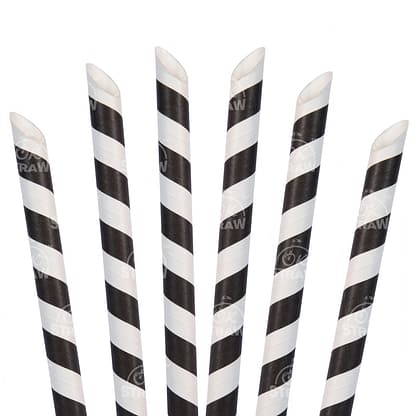 8.5" Paper Boba Straw, Black Stripe - $0.07/pcs
