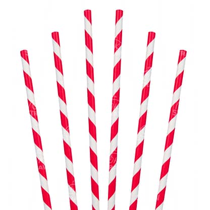 Red Stripe Paper Straws - Jumbo - OkStraw Paper Straws